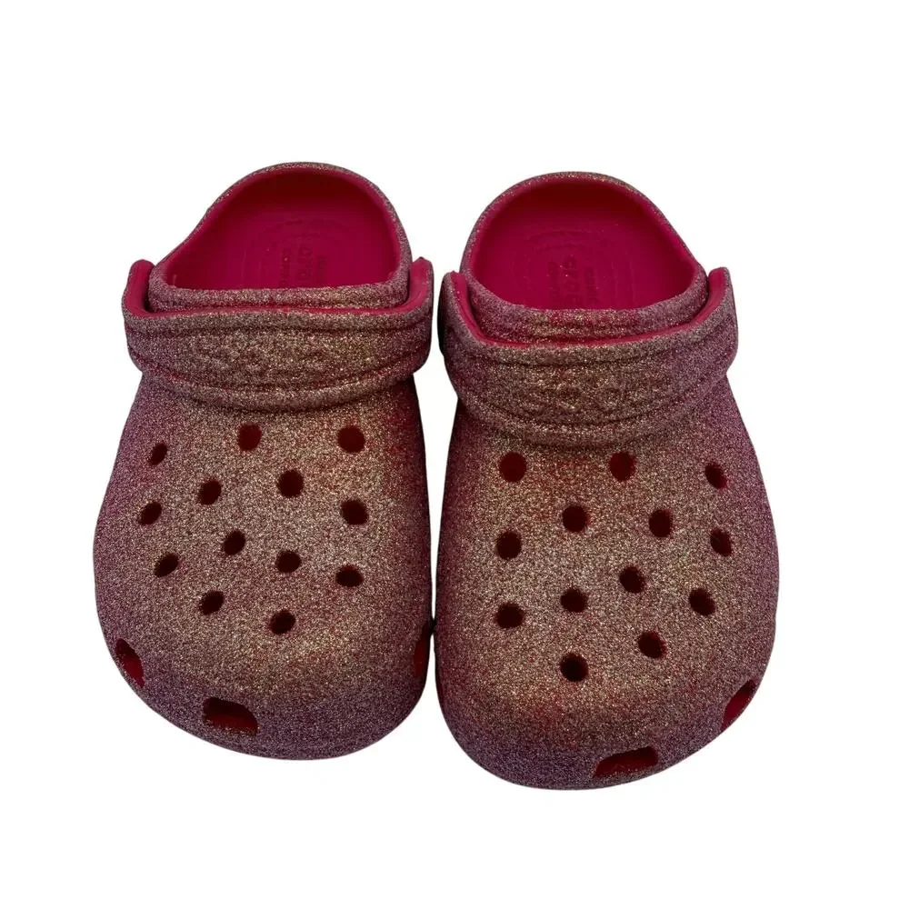 Crocs Girls Toddler Iridescent Glitter Classic Clogs Shoes Size 9